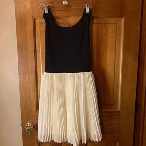 pleated two tone dress with crisscross back
